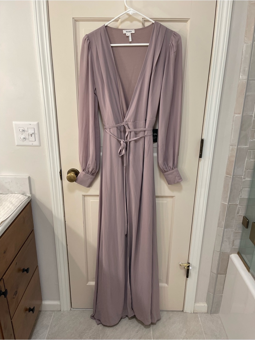 Soieblu Mauve Long Sleeve Wrap Maxi Dress